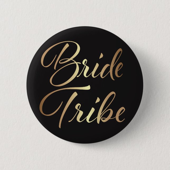Bride Tribe Bridesmaid Gold Script Buttons (Front)