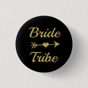 Bride Tribe Bridesmaid women's gold glitter 1 Inch Round Button