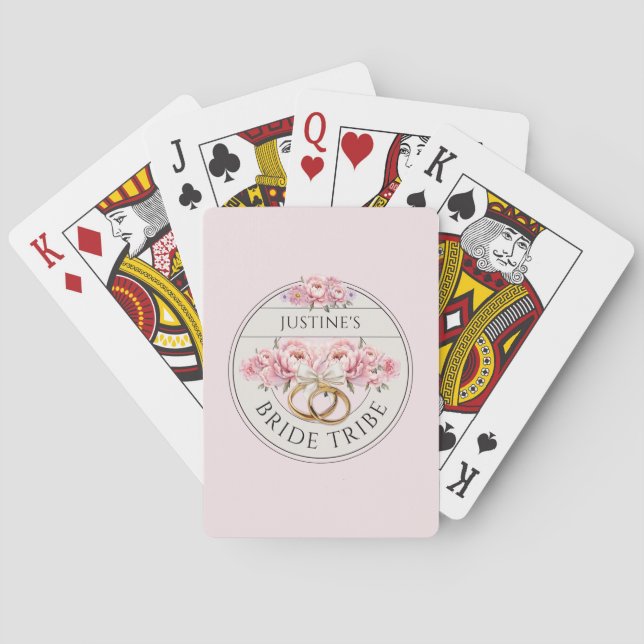 Bride Tribe custom floral Playing Cards (Back)