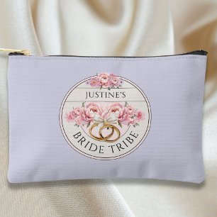 Bride Tribe custom floral purple Accessory Pouch