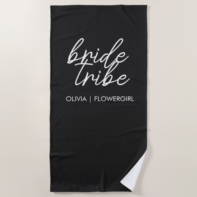 Bride Tribe | Destination Wedding Flower Girl Beach Towel (Front)