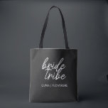Bride Tribe | Destination Wedding Flower Girl Tote Bag<br><div class="desc">Simple, modern and stylish "Bride Tribe" quote tote with script font in black and white in a trendy style. The names can be personalized with names of your bridal party. You can use it for the bride, bridesmaids, flower girls, or Mother of the Bride. The coordinating accessories for team bride...</div>
