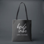 Bride Tribe | Destination Wedding Flower Girl Tote Bag<br><div class="desc">Simple, modern and stylish "Bride Tribe" quote tote with script font in black and white in a trendy style. The names can be personalized with names of your bridal party. You can use it for the bride, bridesmaids, flower girls, or Mother of the Bride. The coordinating accessories for team bride...</div>