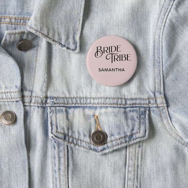 Bride Tribe Dusty Rose Bridesmaid 2 Inch Round Button (In Situ)