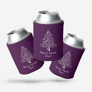 Bride Tribe Elegant Purple Winter Wedding Can Cooler