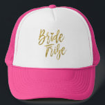Bride Tribe Faux Gold Foil and Pink with Heart Trucker Hat<br><div class="desc">Bride Tribe Faux Gold Foil and Pink Trucker Hat for a Wedding,  Bridal Shower or Bachelorette Party Celebration.</div>