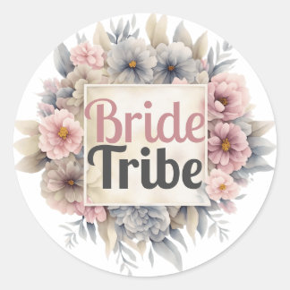Bride Tribe Floral Elegant Chic Modern Stylish Classic Round Sticker