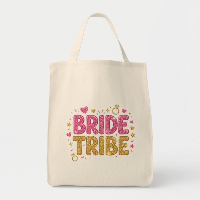 Bride Tribe Glitter Tote Bag (Front)