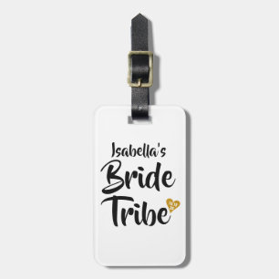 Bride Tribe Gold Date Heart Personalised Luggage Tag