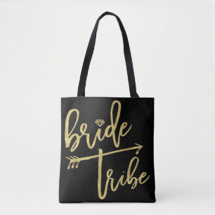 Bride Tribe Gold Diamond Bridal Party Tote Bag