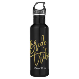 Bride Tribe Gold Glitter Script Personalized 710 Ml Water Bottle