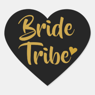 Bride Tribe Gold Heart Sticker