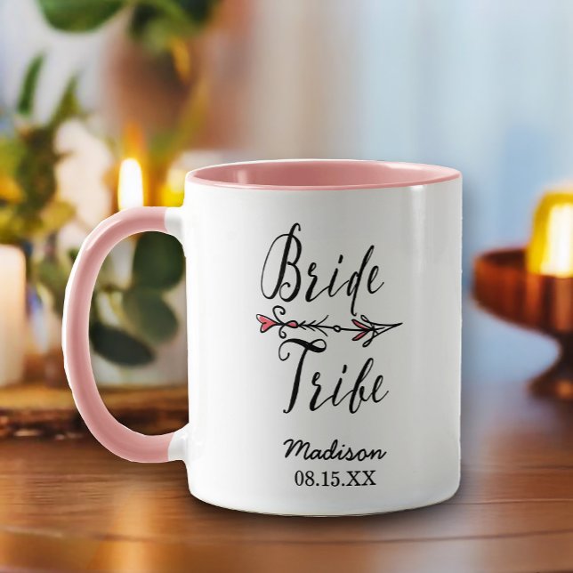 Bride Tribe Hand Drawn Arrow Monogram Mug (Create a custom mug for your Bride Tribe as a gift.)