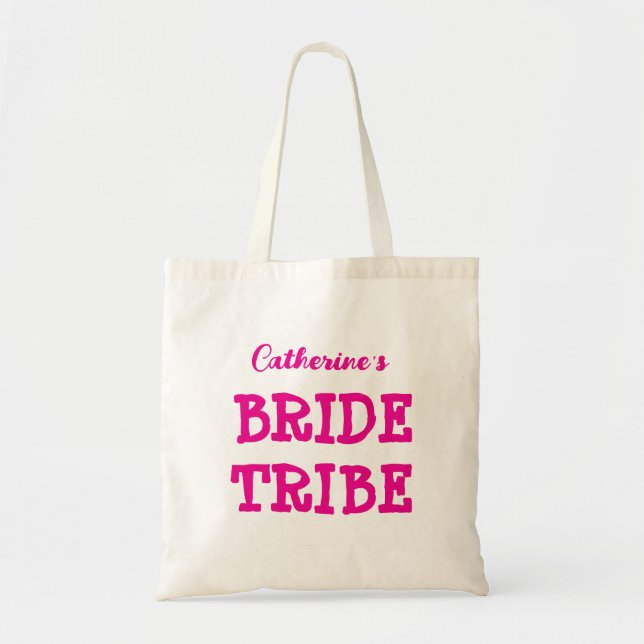 Bride Tribe Hot rose Bachelorette Sac fourre-tout (Devant)
