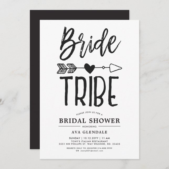 Bride Tribe | Invitations pour enterrement de vie  (Devant / Derrière)