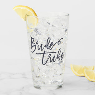 Bride Tribe Modern and Simple Handwritten Glass