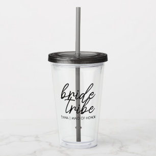 Bride Tribe   Modern Bridesmaid Personalized Acrylic Tumbler