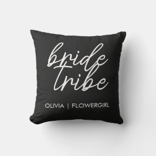 Bride Tribe   Modern Flower Girl Throw Pillow