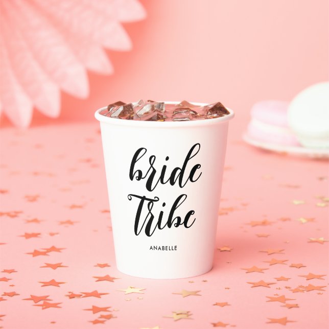 Bride Tribe Modern Minimalist Bachelorette Party Paper Cups (Insitu)