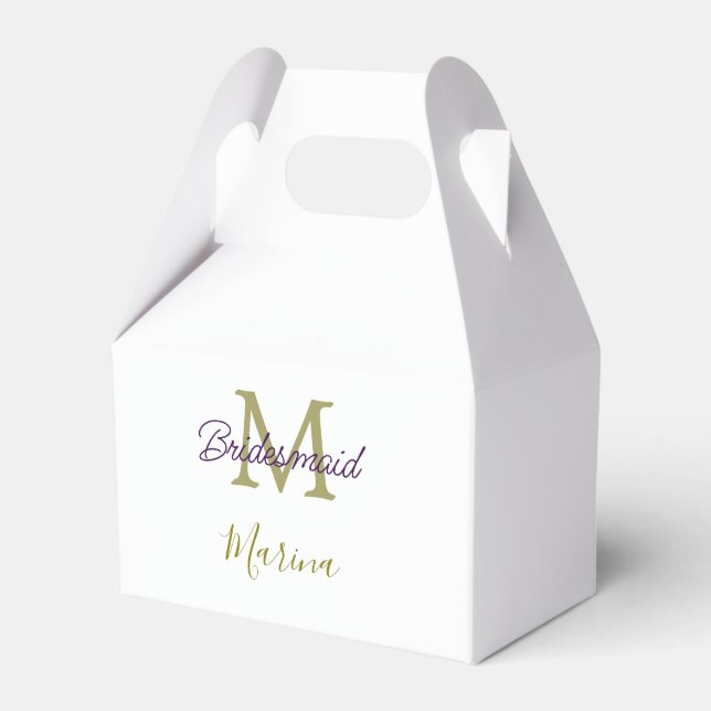 Bride tribe monogram bridal shower simple golden p favor box (Front Side)