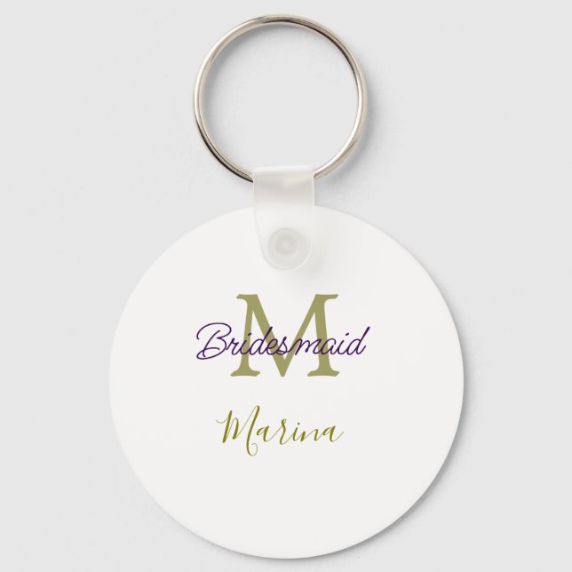 Bride tribe monogram bridal shower simple golden p keychain (Front)