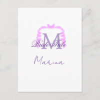 Bride tribe monogram purple ruffle pink border spa