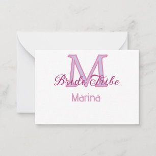 Bride tribe monogram red bridal shower simple mini card