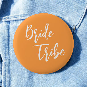 Bride Tribe Orange White Wedding 2 Inch Round Button