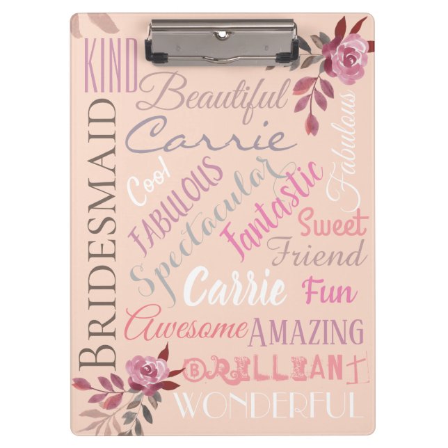 Bride Tribe Personalized Autumn Rose Gold Clipboard (Front)