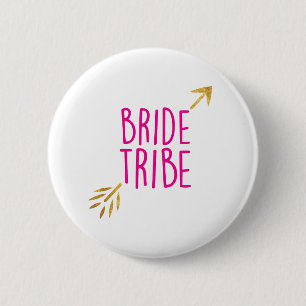 {Bride Tribe} Pink & Gold 2 Inch Round Button