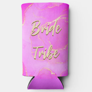 Bride Tribe Pink Marble Pattern Seltzer Can Cooler