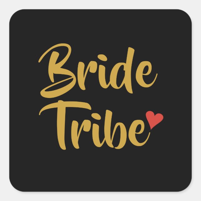 Bride Tribe Red Heart Square Sticker (Front)