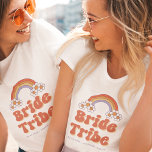 Bride Tribe Retro Groovy Daisy 70s Bachelorette T-Shirt<br><div class="desc">Have fun at bachelorette party with this cool t-shirt,  featuring retro rainbow,  daisy,  font & custom text of your choice. Easily add your own details by clicking on the "personalize" this template option.</div>