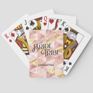 Bride Tribe Rose Gold Harlequin Diamond Bridesmaid Playing Cards