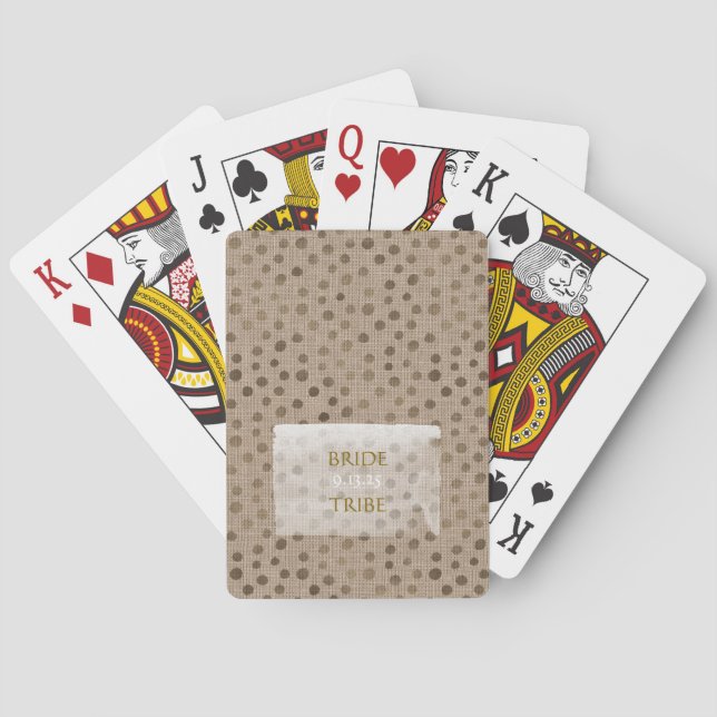 Bride Tribe Wedding DATE Rustic Modern Dots Fun Playing Cards (Back)