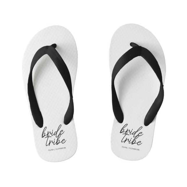 Bride Tribe | Wedding Flower Girl Modern Kid's Flip Flops (Footbed)
