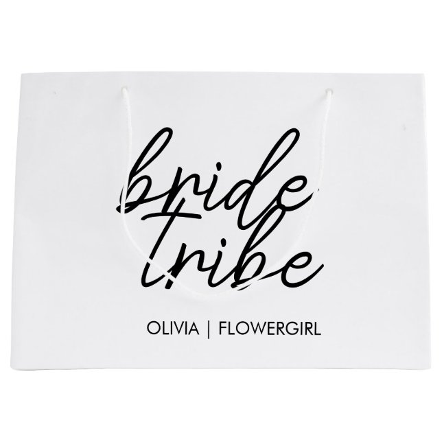 Bride Tribe | Wedding Flower Girl Modern Large Gift Bag (Front)