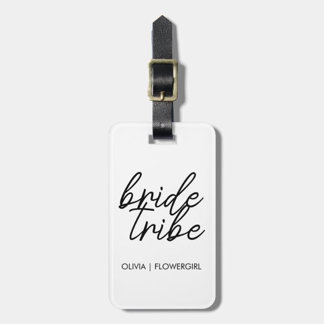 Bride Tribe | Wedding Flower Girl Modern Luggage Tag (Front Vertical)
