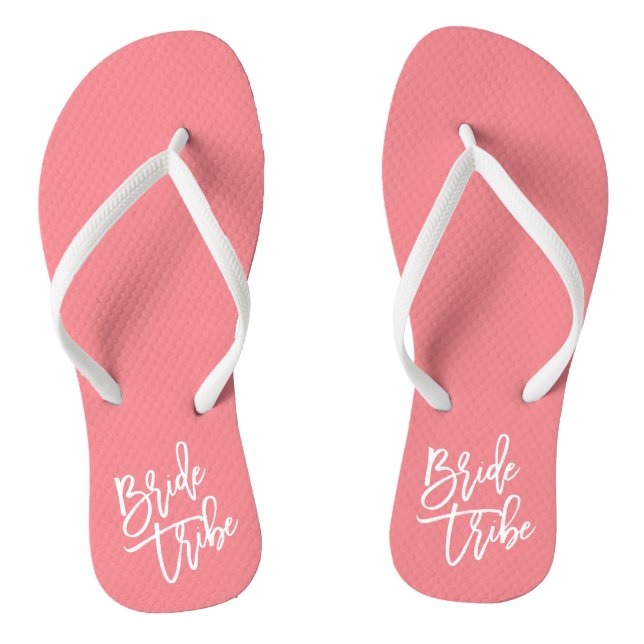 Bride Tribe White Script Flip Flops (Footbed)
