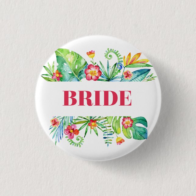 Bride Tropical Beach Destination Wedding 1 Inch Round Button (Front)