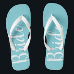 Bride Typography Blue Wedding Flip Flops<br><div class="desc">Our bride flip flops are for the bride to be.</div>