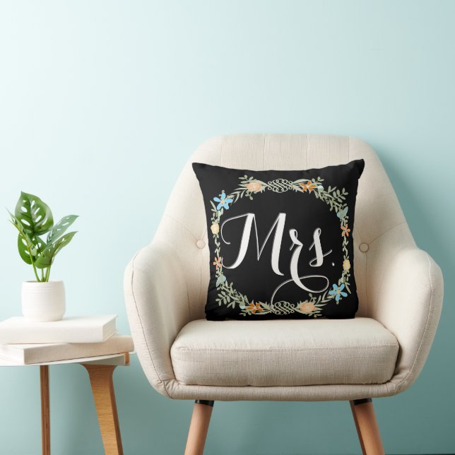 Bride Vintage Floral Garland Throw Pillow (Chair)