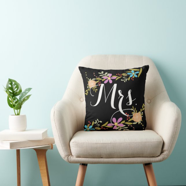 Bride Vintage Floral Garland Throw Pillow (Chair)