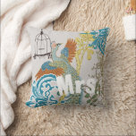 Bride Vintage Teal Damask Peacock Birdcage Vines Throw Pillow<br><div class="desc">You Can Personalize this Beautiful Yellow Coral Grey Teal Blue and Green Vintage Peacock Birdcage Pillow to say anything you like or use the existing Mrs. for the Bride (Wedding Reception or Newlywed Gift) Wife (2nd Anniversary Gift) or buy two one Mrs. and one Mr. for the Newlyweds. . The...</div>