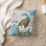Bride Vintage Teal Damask Peacock Birdcage Vines Throw Pillow<br><div class="desc">You Can Personalize this Beautiful Grey Green Copper Teal Blue Brown Earthy Hues Vintage Peacock Birdcage Pillow to say anything you like or use the existing Mrs. for the Bride (Wedding Reception or Newlywed Gift) Wife (2nd Anniversary Gift) or buy two one Mrs. and one Mr. for the Newlyweds. ....</div>