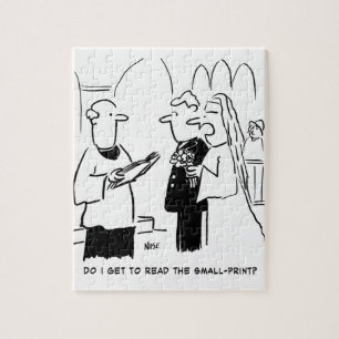 Bride Wants to Check Small Print Cartoon Jigsaw Puzzle