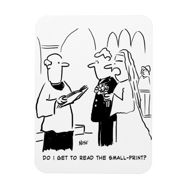 Bride Wants to Check Small Print Cartoon Magnet (Vertical)