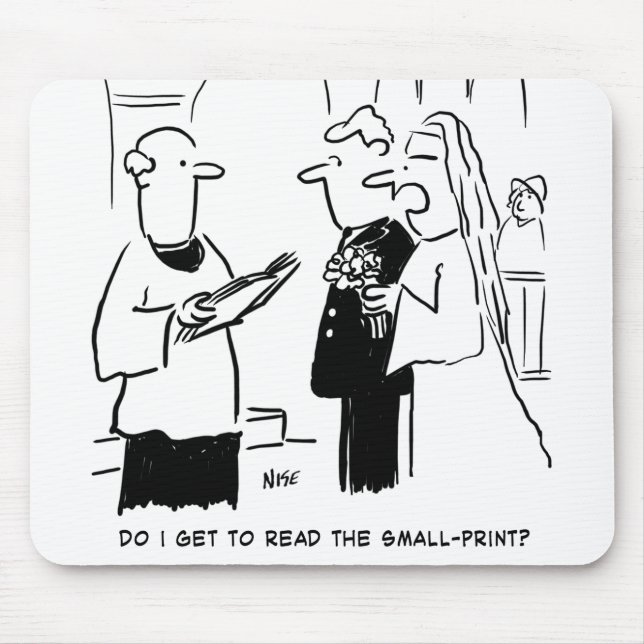 Bride Wants to Check Small Print Cartoon Mouse Pad (Front)