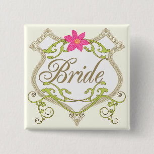 Bride Wedding Badges 2 Inch Square Button