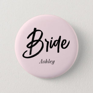 Bride Wedding Blush Pink Script  2 Inch Round Button